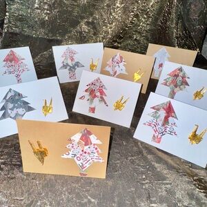 Festive Handmade Origami Holiday Greeting Cards Set of 6 Random cards